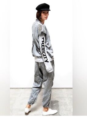 Free City Nightclubbing Satin Glass Parachute Jump Pants Grey Satin Joggers
L